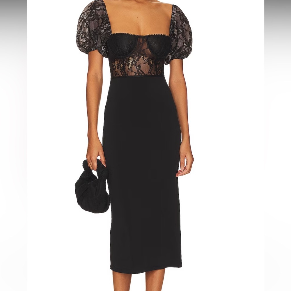 Underwire Corset Midi Lace Dress, Black. Size 2. Tags still on! Never worn.
